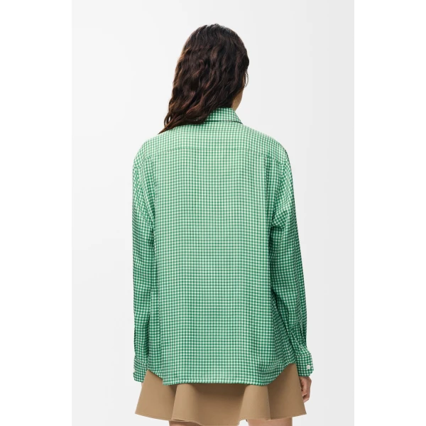 Shirt in Silk, Green and White - Image 4