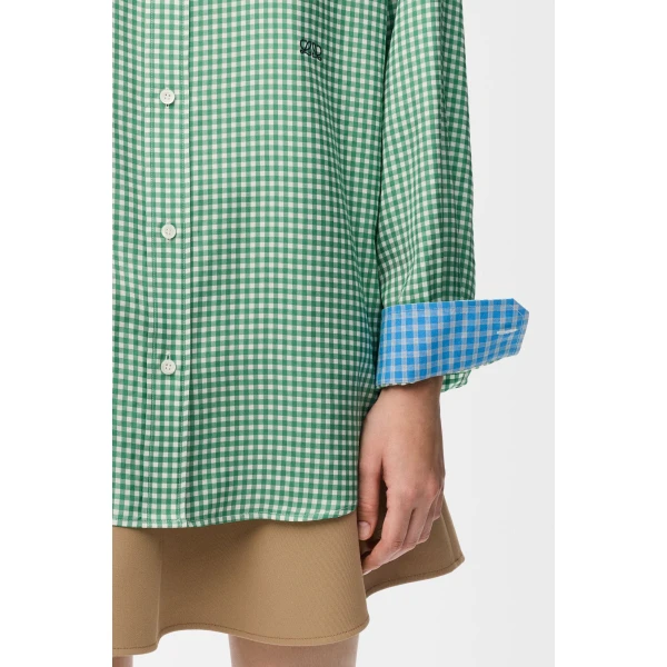 Shirt in Silk, Green and White - Image 5