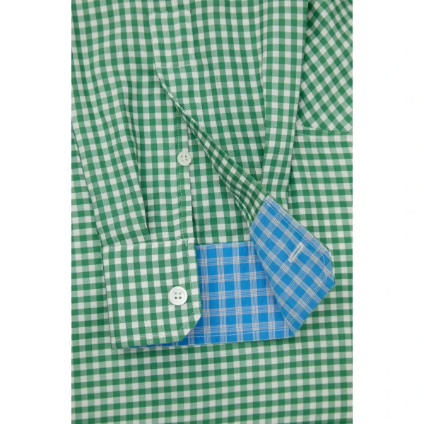 Shirt in Silk, Green and White - Image 6
