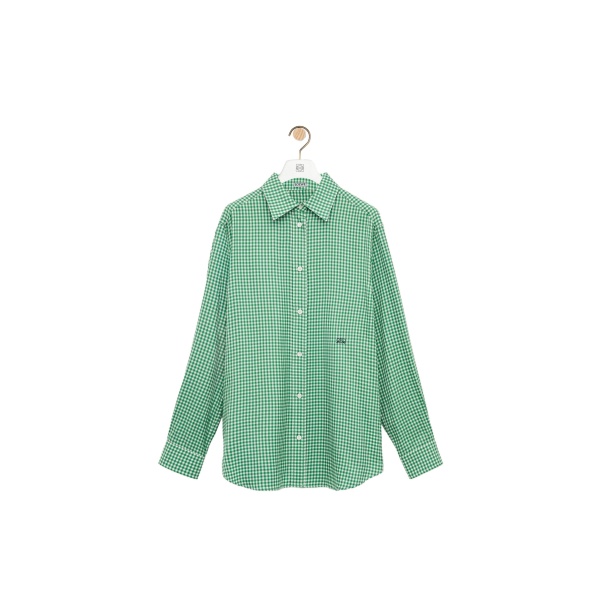 Loewe Shirt in Silk, Green and White | Tops | Coveti