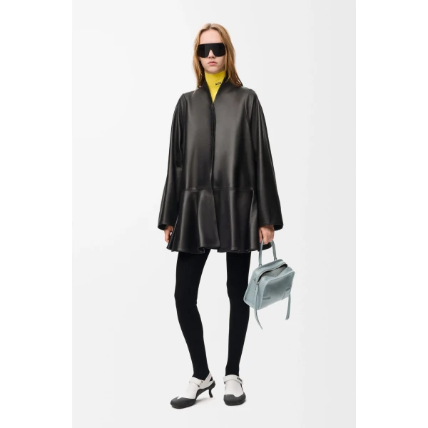 Short Coat in Nappa Lambskin, Black - Image 2