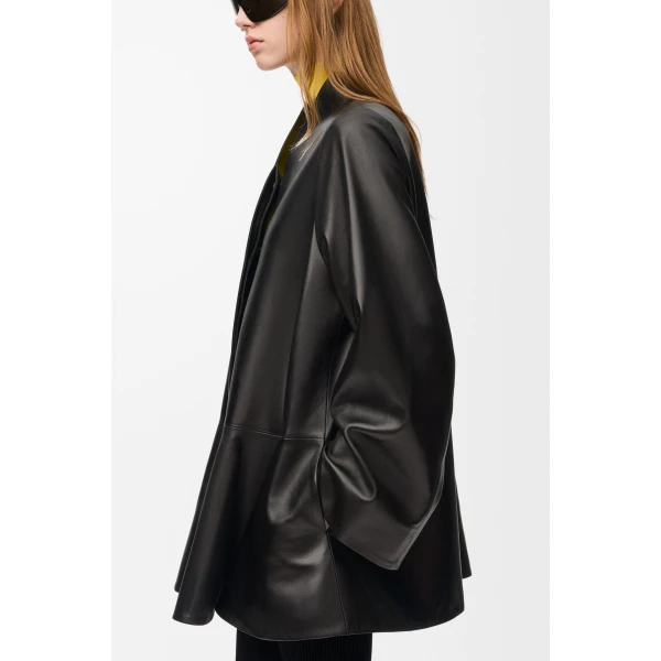 Short Coat in Nappa Lambskin, Black - Image 5