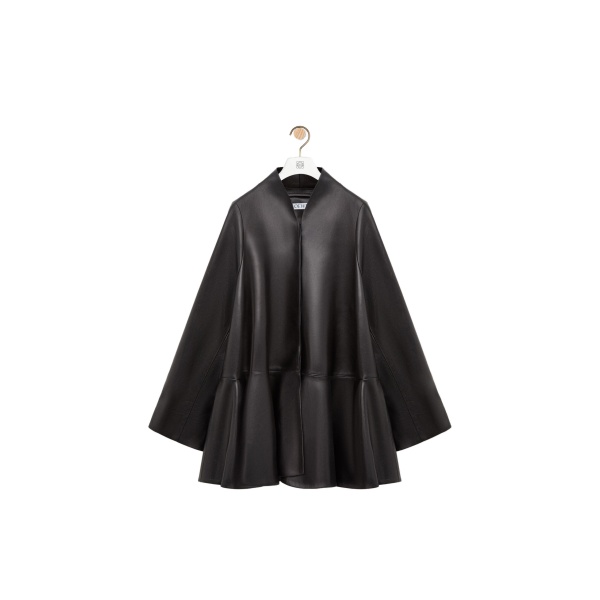 Loewe Short Coat in Nappa Lambskin, Black | Coats | Coveti