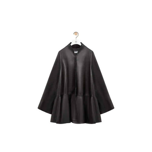 Short Coat in Nappa Lambskin, Black