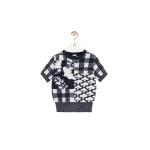 Loewe Short Sleeve Sweater in Wool, Navy and White | Knitwear | Coveti