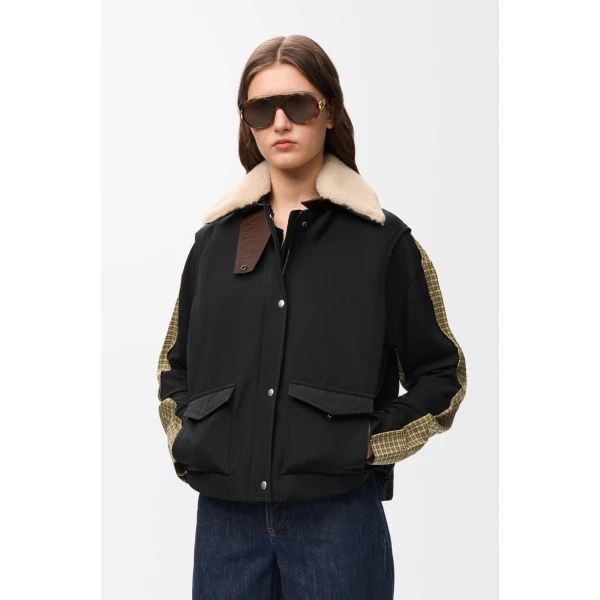 Sleeveless Vest in Technical Cotton, Black - Image 3