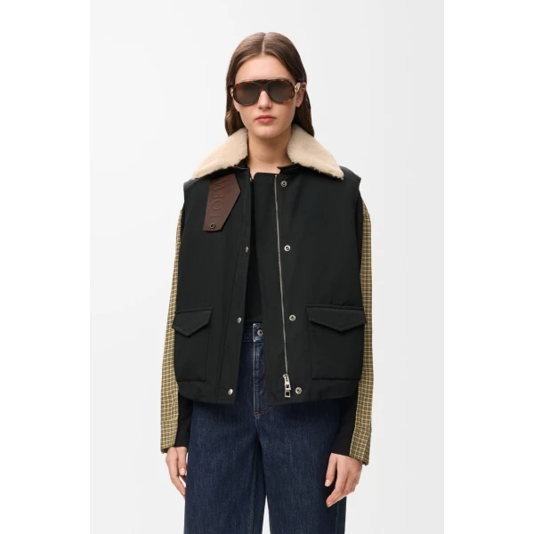 Sleeveless Vest in Technical Cotton, Black - Image 4