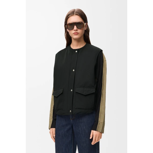 Sleeveless Vest in Technical Cotton, Black - Image 5
