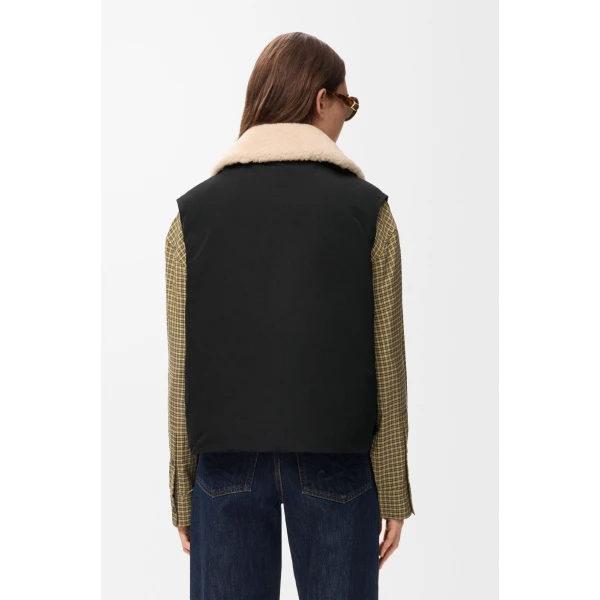 Sleeveless Vest in Technical Cotton, Black - Image 6