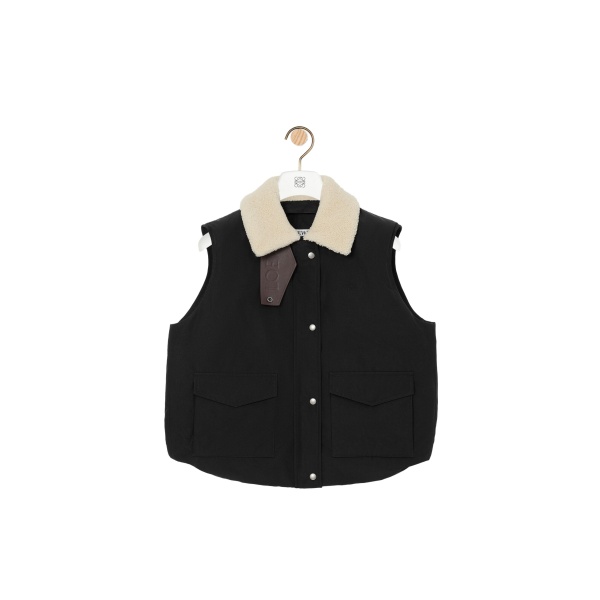 Loewe Sleeveless Vest in Technical Cotton, Black | Jackets | Coveti