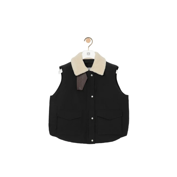 Sleeveless Vest in Technical Cotton, Black
