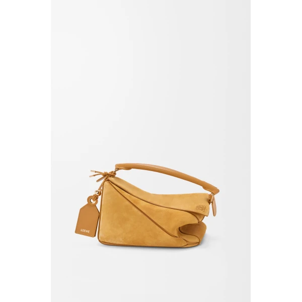Small Featherlight Puzzle Bag in Suede, Ochre - Image 5