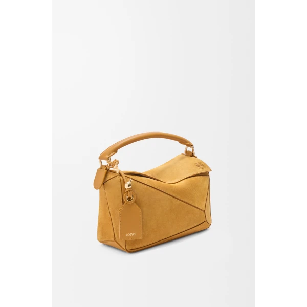 Small Featherlight Puzzle Bag in Suede, Ochre - Image 6