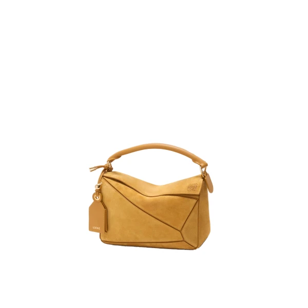 Small Featherlight Puzzle Bag in Suede, Ochre