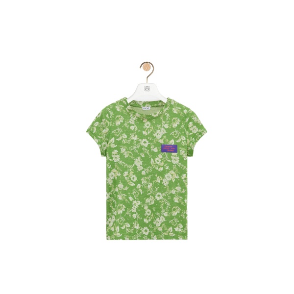 Loewe Small Fit T-Shirt in Cotton, Green | Tops | Coveti