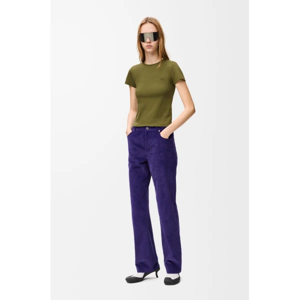 Small Fit T-Shirt in Cotton, Khaki Green - Image 2