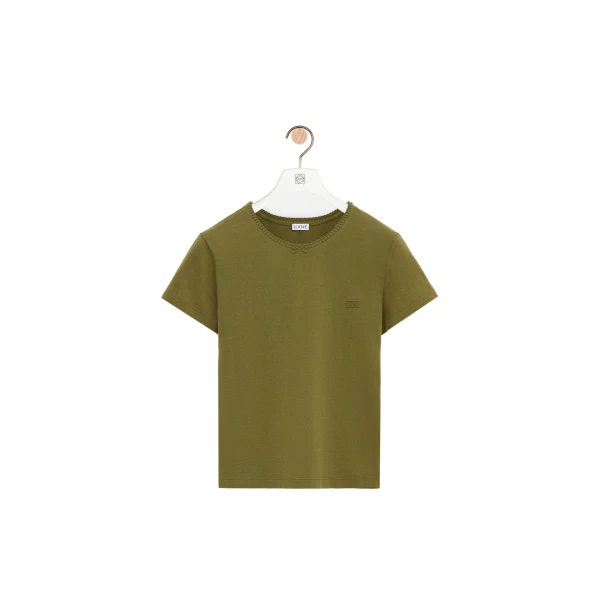 Small Fit T-Shirt in Cotton, Khaki Green