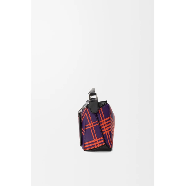 Small Puzzle Bag in Check Intarsio, Deep Purple and Multicolour - Image 5