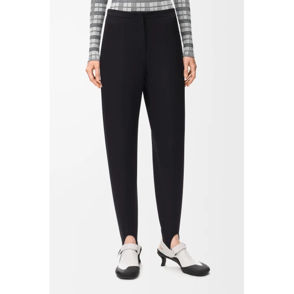 Stirrup Trousers in Stretch Wool Blend, Black - Image 3