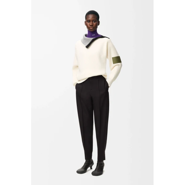 Tapered Trousers in Wool, Black - Image 2
