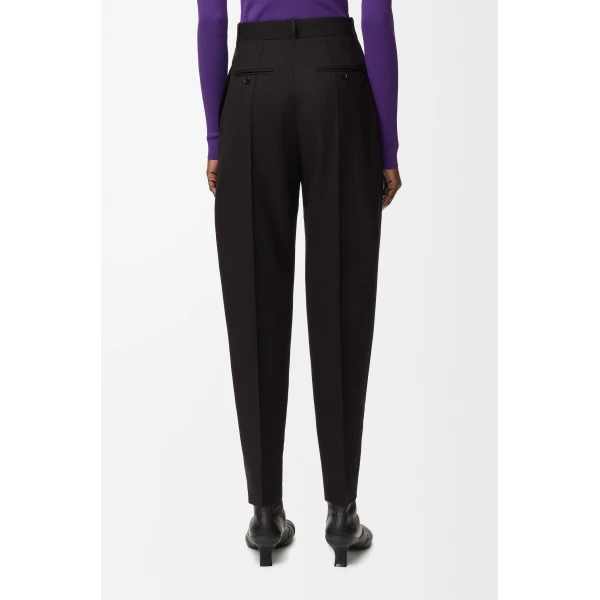 Tapered Trousers in Wool, Black - Image 4