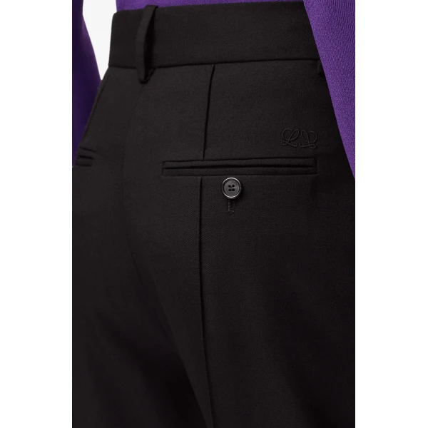 Tapered Trousers in Wool, Black - Image 5