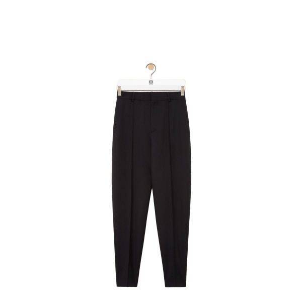 Loewe Tapered Trousers in Wool, Black | Pants | Coveti
