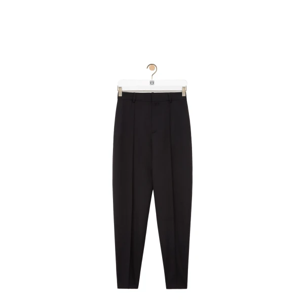 Tapered Trousers in Wool, Black