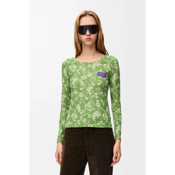 Top in Cotton, Green - Image 3