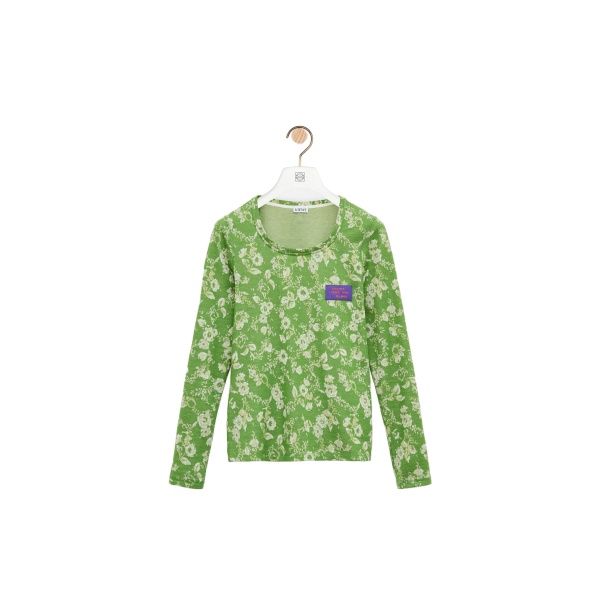 Loewe Top in Cotton, Green | Tops | Coveti