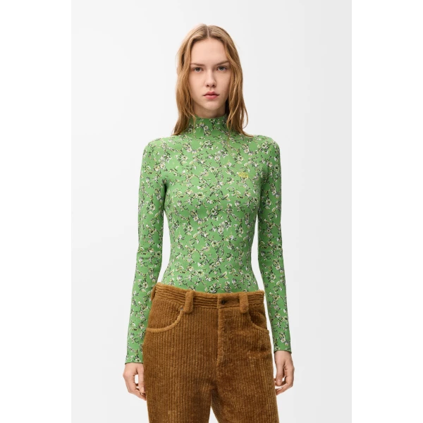 Top in Viscose Blend, Green and Multicolour - Image 3