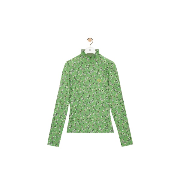 Loewe Top in Viscose Blend, Green and Multicolour | Tops | Coveti