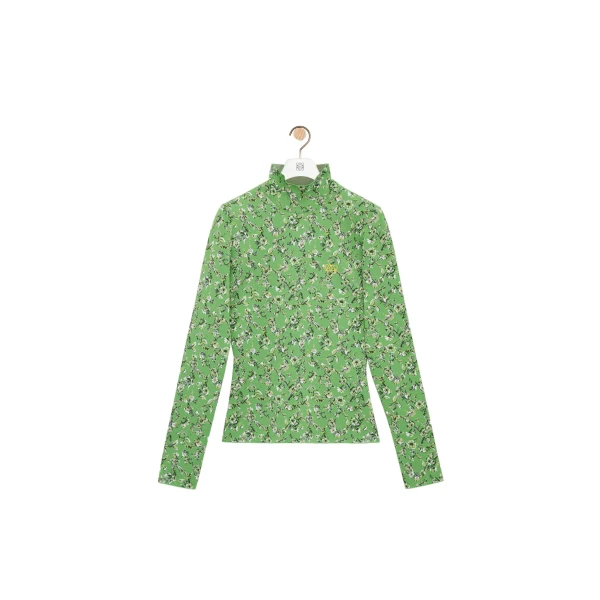 Top in Viscose Blend, Green and Multicolour