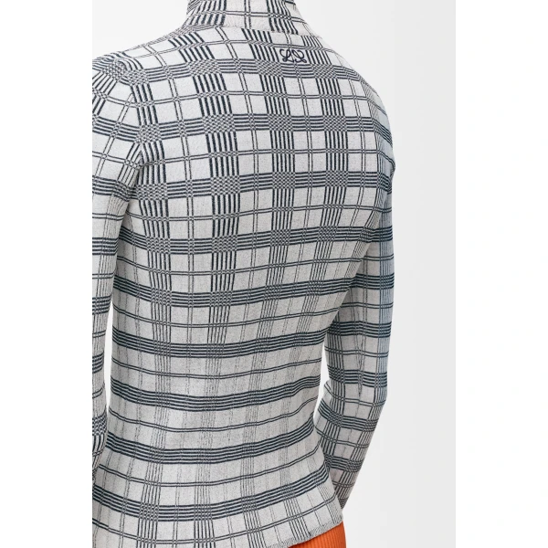 Top in Viscose Blend, White and Navy - Image 5