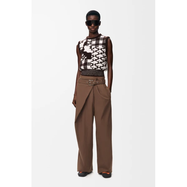 Trousers in Cotton, Brown - Image 2