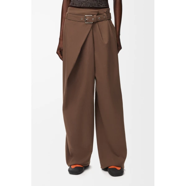 Trousers in Cotton, Brown - Image 3