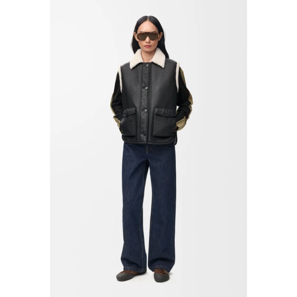 Vest in Shearling, Black - Image 2