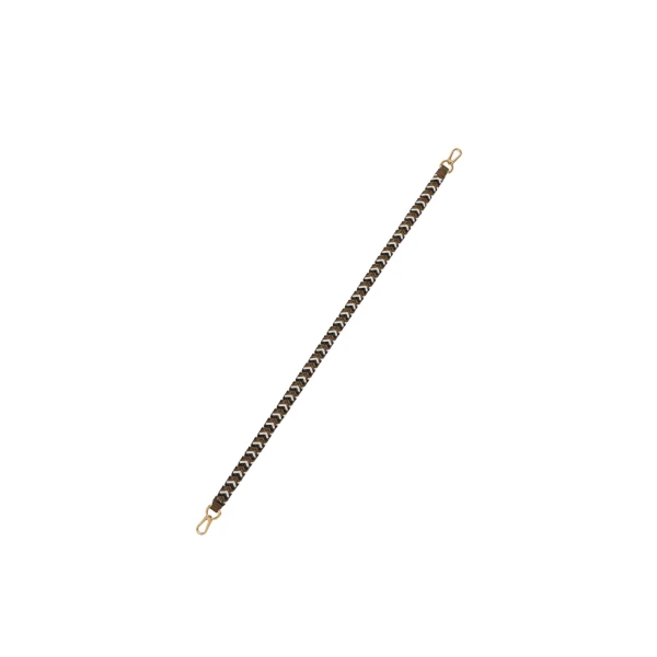 Woven Strap in Leather, Brown and White