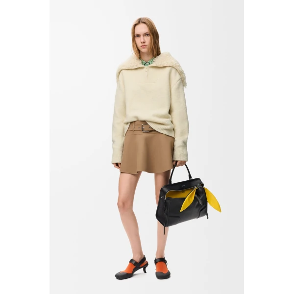 Zip-up Sweater in Wool Blend, Ecru - Image 2