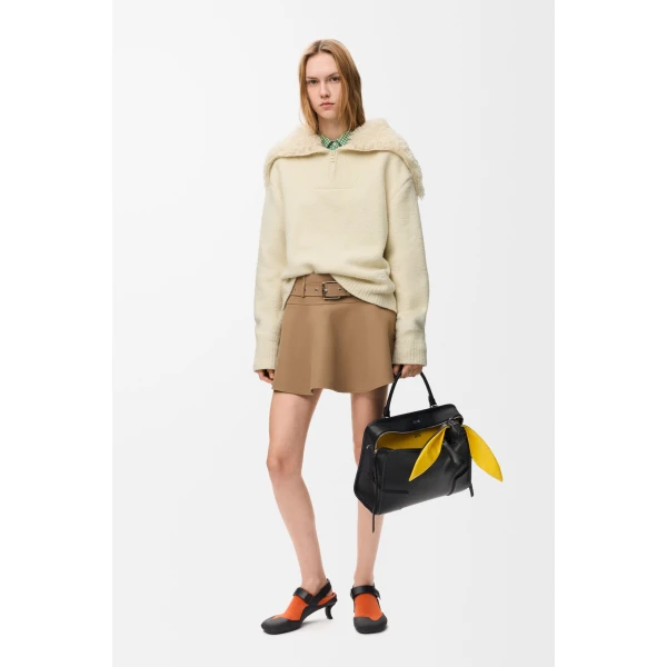 Zip-up Sweater in Wool Blend, Ecru - Image 2