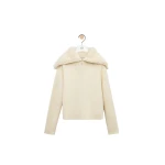 Loewe Zip-up Sweater in Wool Blend, Ecru | Knitwear | Coveti