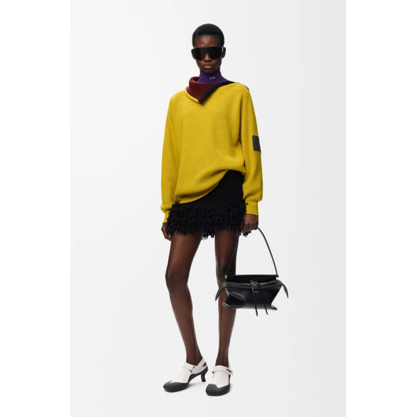 Zip-up Sweater in Wool, Olive Green - Image 2