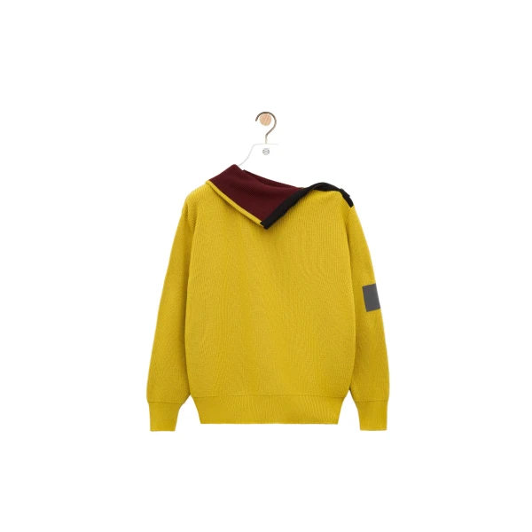 Loewe Zip-up Sweater in Wool, Olive Green | Knitwear | Coveti
