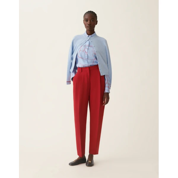 Fabiana Filippi Brushed Platinum Cardigan in Light Blue and Red