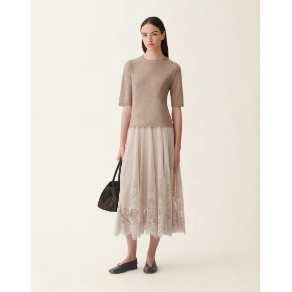 Fabiana Filippi Wool Sweater with Sequins in Mocha
