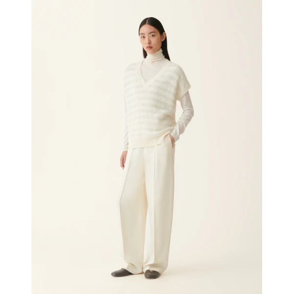 Fabiana Filippi Striped Platinum and Mohair Sweater in Raffia