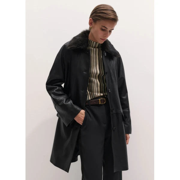 ME+EM 2-in-1 Luxe Swing Mac in Black Brown, view 2 | Coats | Coveti