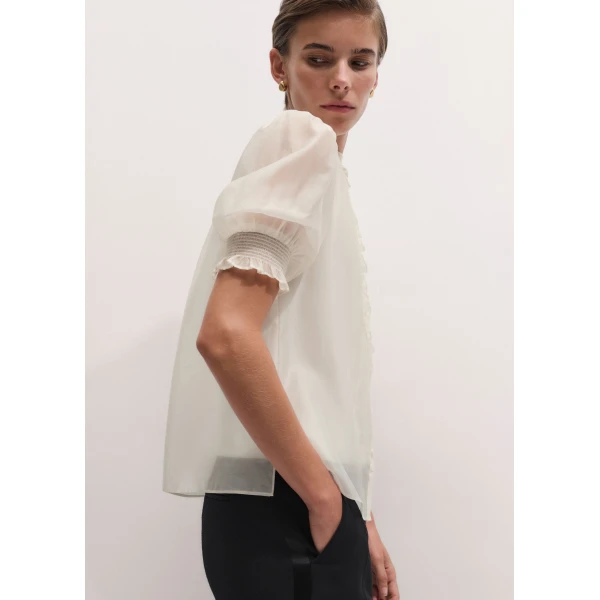 ME+EM 2-in-1 Ruffle Blouse in Cream, view 5 | Shirts | Coveti