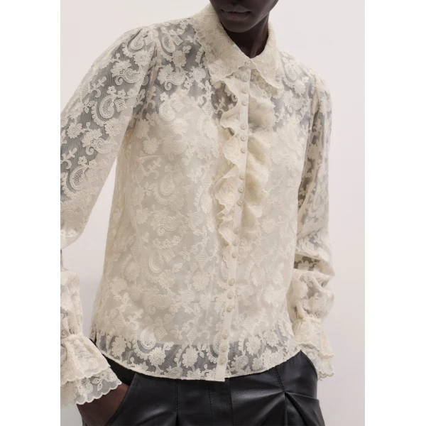 ME+EM 2-in-1 Ruffle Blouse in Light Cream