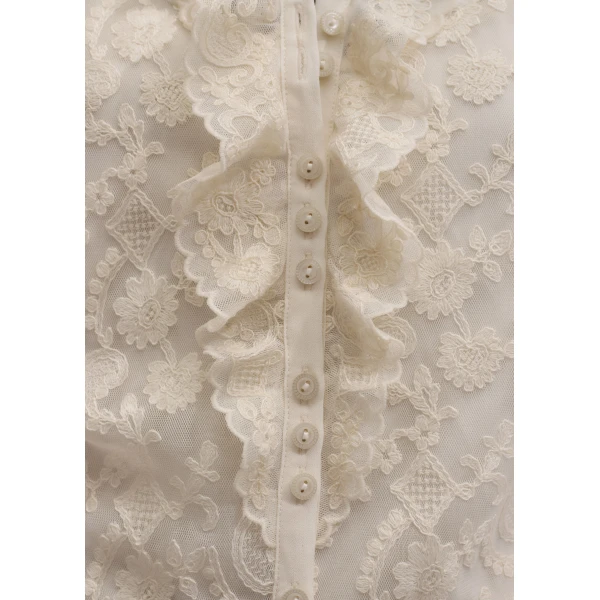 ME+EM 2-in-1 Ruffle Blouse in Light Cream